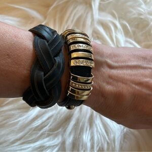 SET of Two Leather Statment Bracelet Cuffs